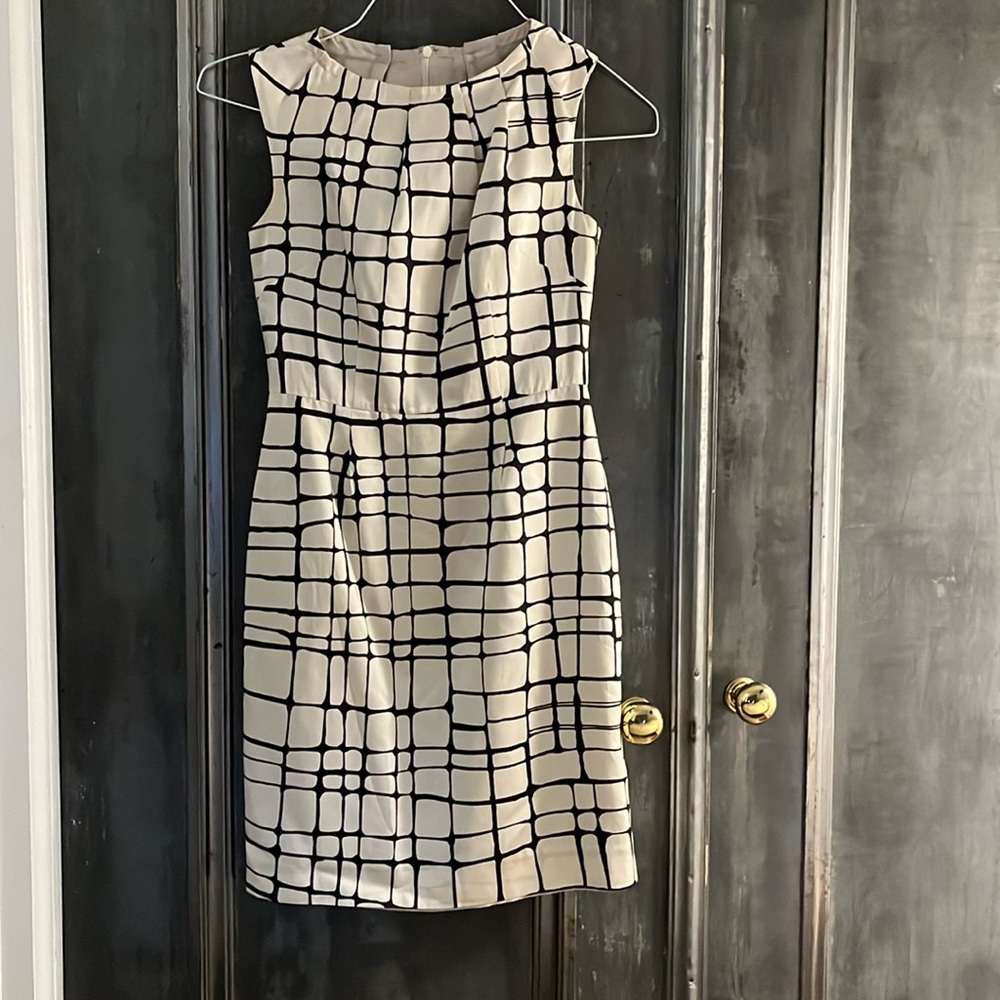 Banana Republic printed pleat neck sheath dress